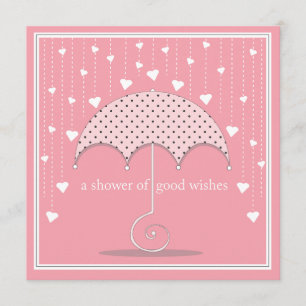 Invitation Douche d'invitation de baby shower rose de coeurs