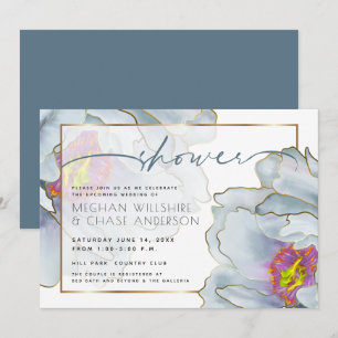 Invitation Douche Dusty Blue et Lilac Exotic Couple