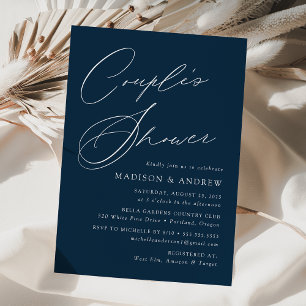 Invitation Douche Élégante Moderne pour Couple Navy