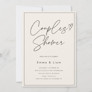 Invitation Douche Élégante pour Couples, Moderne et Minimalis