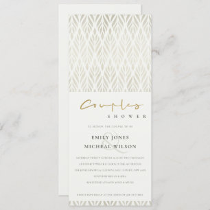 INVITATION DOUCHE EN ARGENT BLANC, ART DÉCO ET CHIC