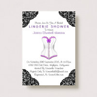 Douche en dentelle violette et en corse noire