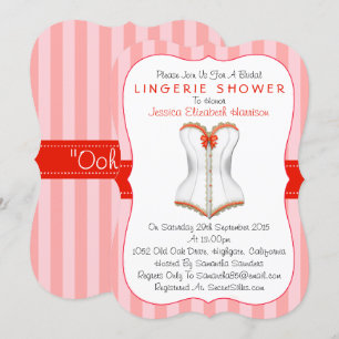 Invitation Douche en lingerie en corse rouge et blanc