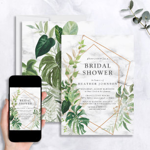 Invitation Douche en or géométrique Tropical en marbre de cui
