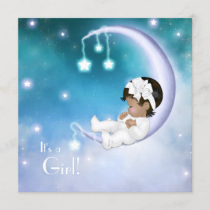 Invitation Douche ethnique de bébé de lune pourpre
