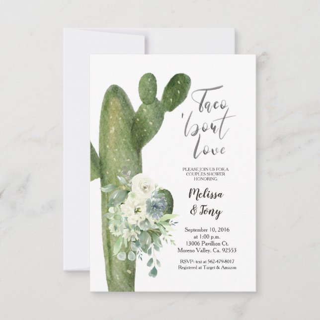 Invitation Douche Fiesta Taco mexicaine sur les couples amour (Devant)