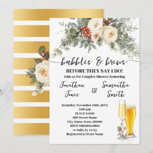 Invitation Douche Fleurs d'Hiver Bulles & Boissons