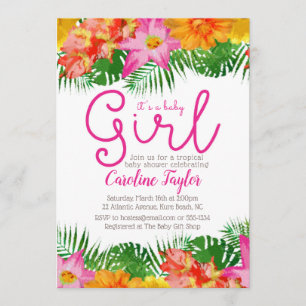 Invitation Douche florale de bébé d'aquarelle tropicale
