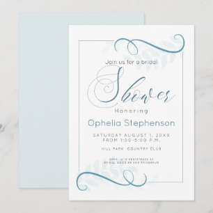 Invitation Douche Foliage moderne Fumé Bleu