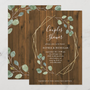 Invitation Douche géométrique rustique de couples de