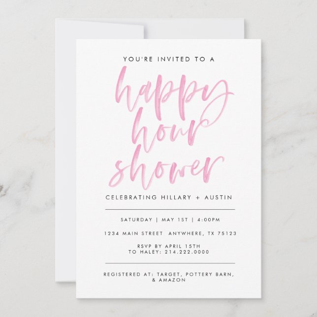 Invitation Douche Happy Hour - Rose Lt (Devant)