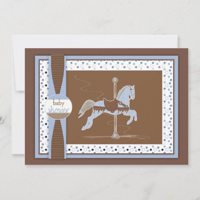Invitation Douche Inviation de bébé de cheval de carrousel (Devant)