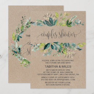 Invitation Douche Kraft Foliage Couples