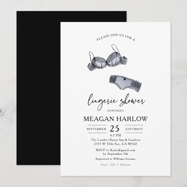 Invitation Douche Lingerie | Fête des mariées de fête de ling (Devant / Derrière)