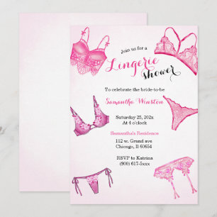 Invitation Douche Lingerie rose