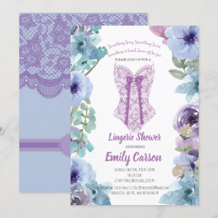 Invitation Douche lingerie violette. Élégante fête de mariée