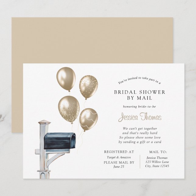 Invitation Douche longue distance nuptiale par courrier (Devant / Derrière)