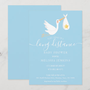 Invitation Douche Longue Distance Par Courrier Stork Star Blu