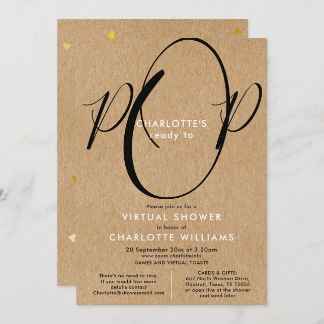 Invitation Douche longue distance virtuelle en ligne par cour (Devant / Derrière)