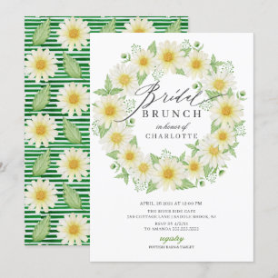 Invitation Douche marée marguerite, Brunch nuptial floral flo