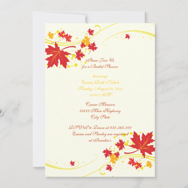 Invitation Douche mariage rouge feuille d'érable (Devant)