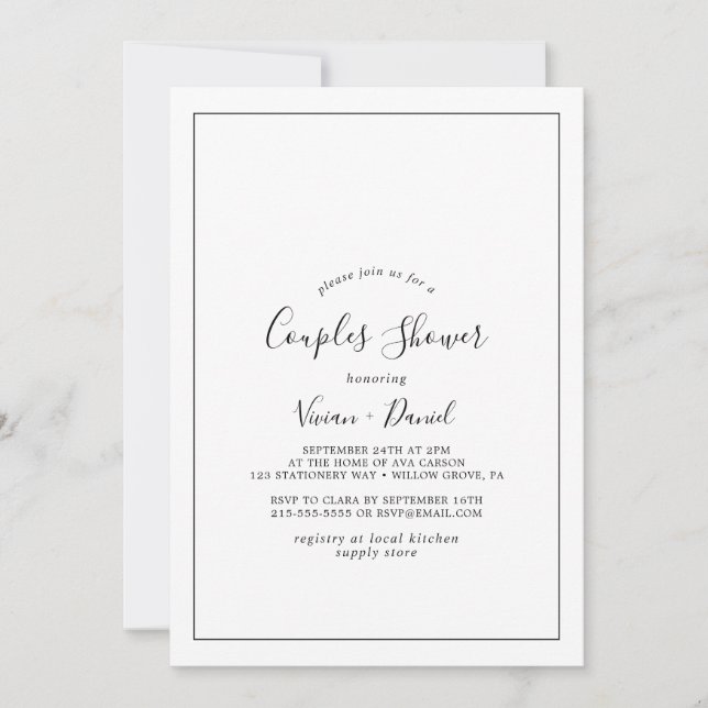 Invitation Douche minimaliste Couples (Devant)