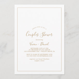 Invitation Douche minimaliste Couples Or