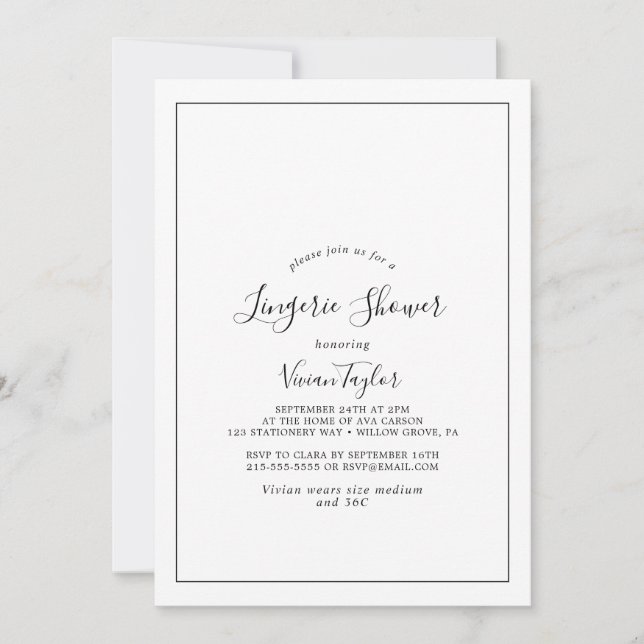 Invitation Douche minimaliste Lingerie (Devant)