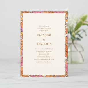 Invitation Douche Mixte Retro Terracotta Jaune Automne Couple