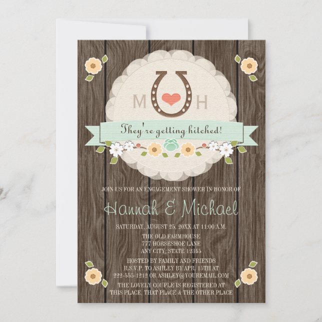 INVITATION DOUCHE MONOGRAMMÉE HORSESHOE WESTERN COUPLES DOUCH (Devant)