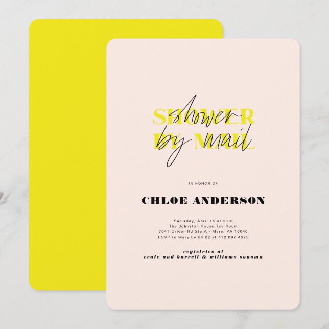 Invitation Douche Neon Par Fête des mariées Courrier (Devant / Derrière)