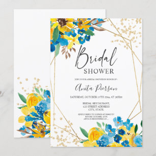 Invitation Douche nuptiale à aquarelle fleurie d'or moderne