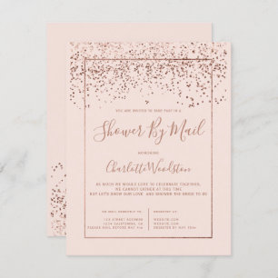 Invitation Douche-nuptiale à confettis d'or Rose par la poste