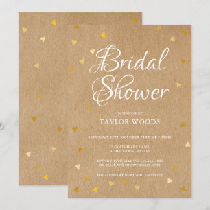 Invitation Douche nuptiale à confettis kraft rustique