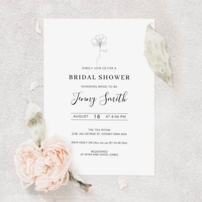 Invitation Douche nuptiale à fleurs dessinée à la main (Créateur téléchargé)