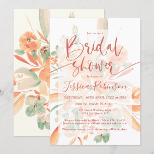 Invitation Douche nuptiale à l'aquarelle fleurie en terre cui