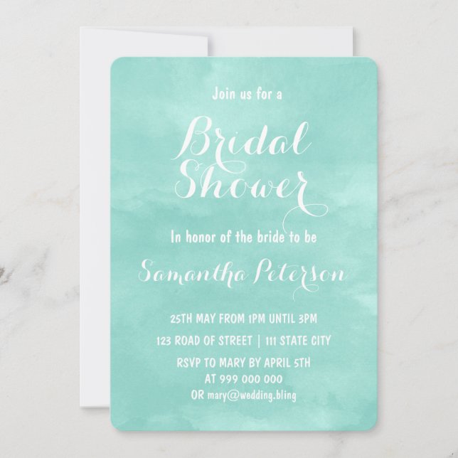 Invitation Douche nuptiale aqua vert moderne (Devant)