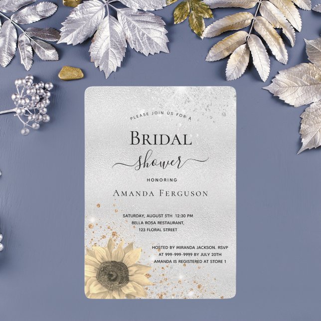 Invitation Douche nuptiale argent parties scintillant de tour (Créateur téléchargé)