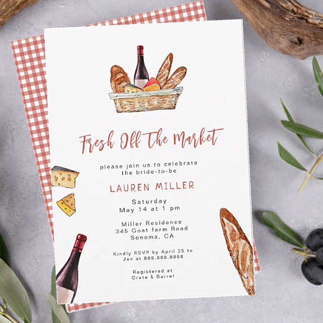 Invitation Douche nuptiale au vin et au fromage frais du marc (Créateur téléchargé)