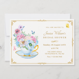 Invitation Douche nuptiale beterfly tasse à thé