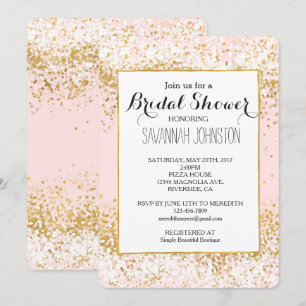 Invitation Douche nuptiale Blush Pink White Gold Confetti