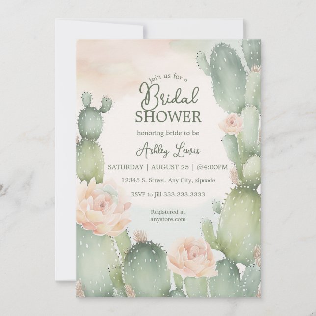 Invitation Douche nuptiale Cactus douche fiesta (Devant)
