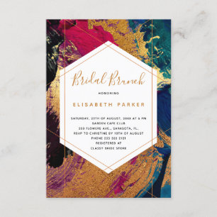Invitation Douche nuptiale d'art abstrait moderne rouge bleu 