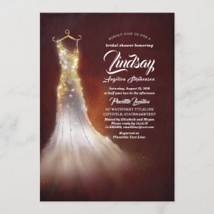 Invitation Douche nuptiale de Bourgogne de robe élégante de