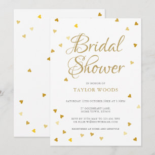 Invitation Douche nuptiale de confetti du coeur d'or
