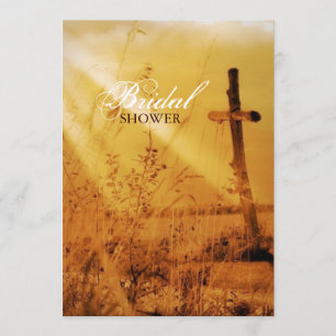 Invitation Douche nuptiale de croix vintage chrétienne de