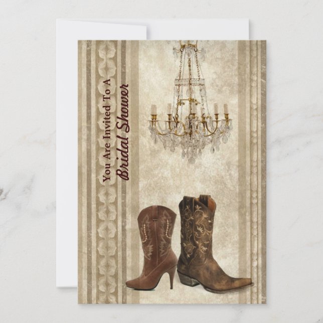 Invitation douche nuptiale de grange de cowboy rustique de (Devant)