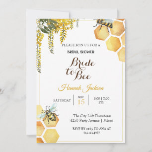Invitation Douche nuptiale de la mariée jaune à l'abeille