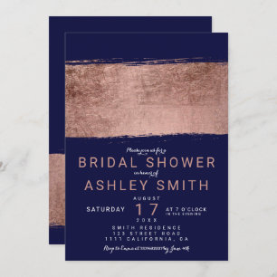 Invitation Douche nuptiale de la marine d'or rose moderne