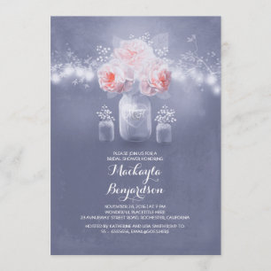 Invitation douche nuptiale de maçon de lumières rustiques
